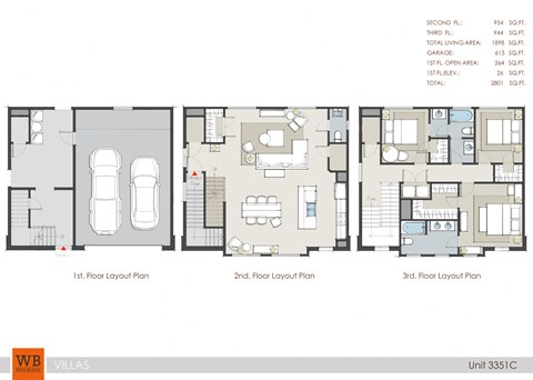 3351C Floor Plan -  2,801 Sq.Ft.  at Villas at Kings Harbor Apartments, TBD MANAGEMENT, Kingwood